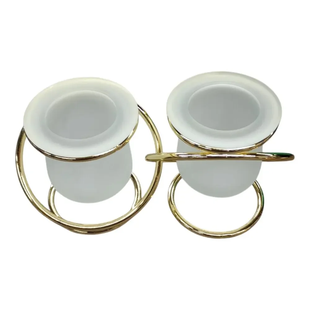 PartyLite Gemini Candle Holder Frosted & Gold Colored Votive Holders New in Box
